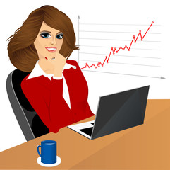 Wall Mural - business woman with laptop in the office 