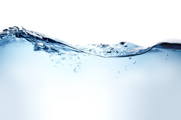 Blue water wave and bubbles to clean drinking water