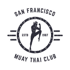 Poster - Muay thai club Vintage emblem, logo, grunge textured