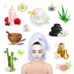 Wall Mural - Spa, beauty and care vector icons set