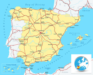 Detailed map of Spain