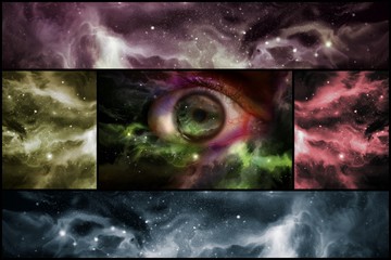 Wall Mural - eyeball universe collage