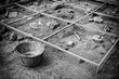 Archaeological excavation. Black and White.