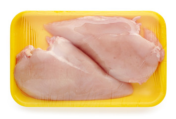 Wall Mural - chicken meat package isolated on a white background