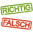 red and green stamps RICHTIG and FALSCH