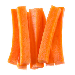 Wall Mural - Carrot sticks isolated on white background.