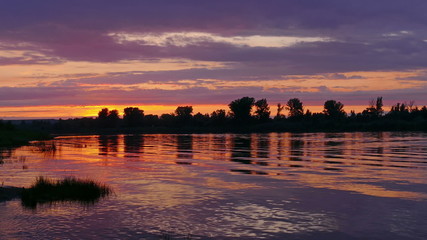 Wall Mural - river sunset landscape