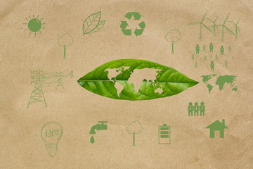 save earth concept, icon on paper background