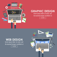 Flat designed banners for graphic design and web design. Vector