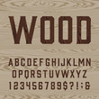 © epifantsev - Wooden retro alphabet vector font. Type letters, numbers and symbols on the light wood background. Vintage vector typography for labels, headlines, posters etc.