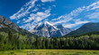 Mount Robson rises from the landscape in Robson Provincial Park,
