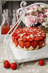 Poster - Strawberry cake on cake stand