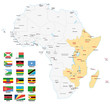 east africa map with flags