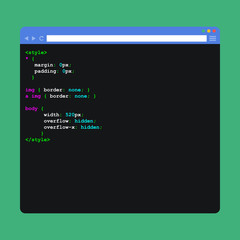 Flat browser window with code