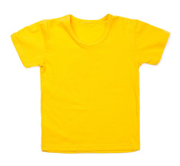 Kid yellow tshirt on white background