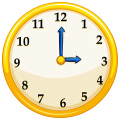 Wall Mural - Yellow round clock with blue needles