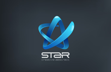Poster - Blue Ribbon Business Star Logo champion abstract design vector