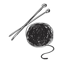 Simple Doodle Of Wool And Knitting Needles
