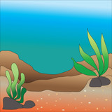 illustration green seaweed in the deep sea