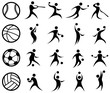Sports Silhouette, Basketball, Baseball, Soccer, Volleyball