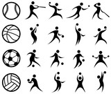 Fototapeta  - Sports Silhouette, Basketball, Baseball, Soccer, Volleyball