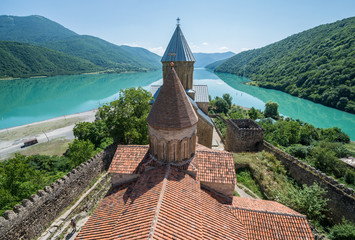 Wall Mural - Medieval Ananuri Castle over Aragvi River in Georgia