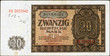 Historische Banknote, 1948, Zwanzig Deutsche Mark, Deutschland