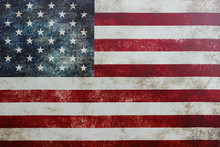 Vintage American Flag On Canvas