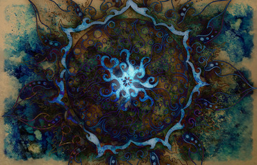 Aufkleber - oriental ornamental mandala and color abstract background 
