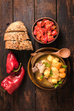 Fototapeta Natura - Stew soup and pepper salad