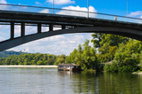Fototapeta Most - bridge and the left bank of the Dnieper and a restaurant
