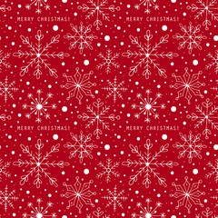 Christmas seamless pattern background with snowflakes. Hand draw