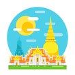 Thailand temple flat design landmark