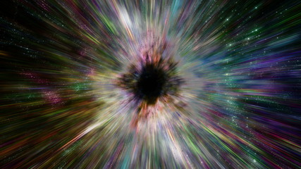 Wall Mural - Space 2070: Star fields and galaxies are sucked into a black hole (Loop).