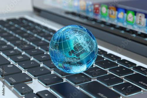 Fotografie, Obraz Global computer network communication, internet business and marketing concept,