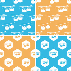 Wall Mural - Sushi rolls pattern set, colored