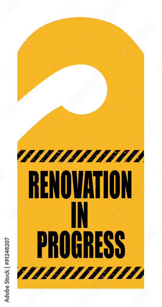 Renovation sign on hotel room card isolated Stock Illustration | Adobe ...