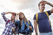 © Marino Bocelli - group of young adults looks to the horizon during hiking