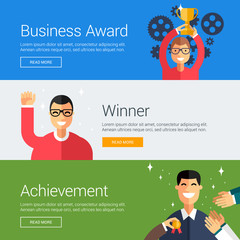 Wall Mural - Business Award. Winner. Achievement. Flat Design Vector Illustration Concepts for Web Banners and Promotional Materials