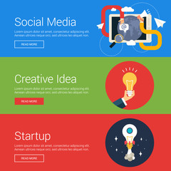 Wall Mural - Social Media. Creative Idea. Startup. Flat Design Vector Illustration Concepts for Web Banners and Promotional Materials