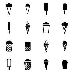 Wall Mural - Vector black ice cream icon set