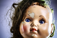 Head Of Beatiful Scary Doll Like From Horror Movie