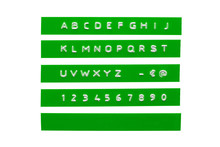 Embossed Alphabet On Green Plastic Tape