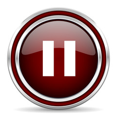 Poster - pause red glossy web icon