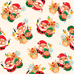 Wall Mural - Christmas Seamless with Santa Claus