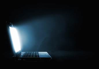 glowing laptop