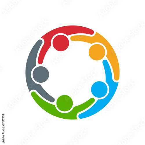 Fotografie, Obraz People logo. Group of five persons in circle