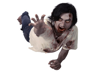 Canvas Print - Male zombie crouching on the floor