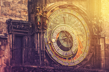 Wall Mural - astronomical clock on prague old town square