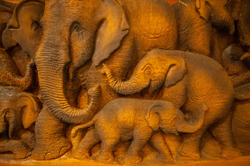 Wall Mural - Carved Thai elephant